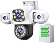 6MP UPS WiFi Camera Outdoor Three Lens Three Screen PTZ Cam AI Auto Tracking Video Surveillance Works Even When The Power is Out(A/U,UPS 6MP Camera)