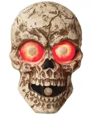 Everlasting Glow 8in Lighted Animated Wall Hanging Skull With Sound Effects