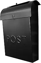 NACH Emily Vintage Metal Wall Mount Mailbox With Lock, Rust Resilient, Black, 10.6 x 3.93 x 13.9 Inches, MB-M1000BLK