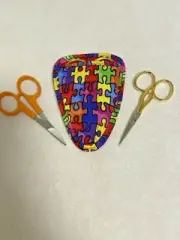 Handmade Colorful Puzzles Cotton Quilted embroidery needlework scissor holder