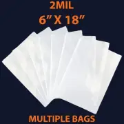 2Mil, 6" X 18" | LDPE Clear Flat Poly Bags, Flexible & Durable | Multiple Bags