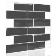 Peel & Stick Black Gel Subway Backsplash Wall Tile 12 pack size 6 x 12