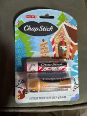 Chapstick Christmas Lip Balm 4-Pack Graham Cracker Candy Cane Vanilla Chocolate