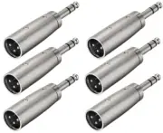 6 Pcs 3-Pin XLR Male to 1/4" 6.35mm Stereo Male Mic Audio Adapter Converter
