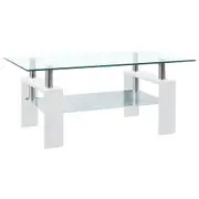 Coffee Table White and Transparent 95x55x40 cm Tempered Glass vidaXL