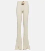 [Magda Butrym] Magda Butrym Floral-appliqué split-hem flared pants AU 14 white