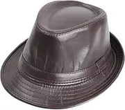 [CVMRBY] Winter Hats,Men Leather Jazz Cap Top Hat Vintage Hat Gentleman Hat 56-58cm