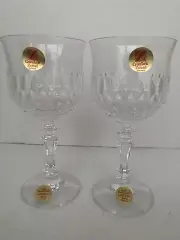 Set of 2 ECHT BLEIKRISTALL Germany 24% Lead Crystal Wine Glasses