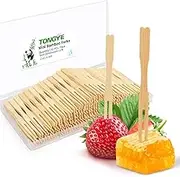 TONGYE Mini Appetizer Forks, Disposable Bamboo Wooden Cocktail Picks Forks 3.5 Inch (150 PCS)