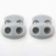Set Of 2 Shoelace Buckle Rope Clamp Cord Lock Stopper Run Sports Shoe Lace Grey