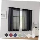 Short Sheer Curtains 45 Inch Length for Small 42"W x 45"L (Pack of 2) Black