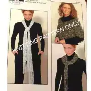 NWT JoAnne Turcotte Plymouth Yarn S195 Shoulderette & Scarf Knitting Pattern