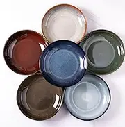 LERATIO Large Pasta Bowls,38oz Ceramic Pasta Bowls,9.0" Reactive Glaze Pasta Bowl Set of 6,Microwave & Dishwasher,Oven Safe,Wide Serving Bowls for Salad,Pasta,Fruit,Scratch Resistant-Colorful