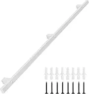 Wall Mounted Stair Handrail for Indoor & Outdoor, White Industrial Iron Pipe Staircase Railing 1.5m 2m 2.4m 3.6m 4m Non-Slip Safety Grab Bar with Wall Brackets and Metal Srews(13.1ft/400cm)