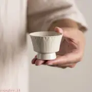 2pc/set Ding Kiln White Ceramic Lotus Teacup Zen Smelling Cup Household Teaset