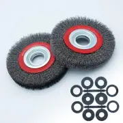 6inch 8inch 2pcs Bench Wire Wheel Brush Set with 0.012" Crimped Steel Wire an...