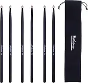 Antner 3 Pairs Drum Sticks 7A for Kids and Beginners Classic Maple Wood Drumsticks, Black