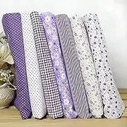 7Pcs 25x25cm Print Cotton Fabric Squares, Floral Striped Polka Dot Pre Cut Quilting Fabric Bundle for Sewing Projects