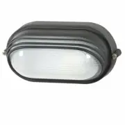 Arlec Oval Large Lourvred Black Bunker Light