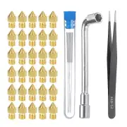 3D Nozzles Kit, 30pcs 3D Printer Brass Nozzles 0.4mm for 3mm Ender3 Series
