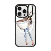 iPhone 16 Pro Impact Ring Stand Case MagSafe Compatible Just one Cup (Coffee Girl Fashion Illustration Case)