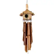 TROPICAL TIKI HUT BAMBOO WIND CHIME BIRD HOUSE NICE SOUND - LARGE SIZE