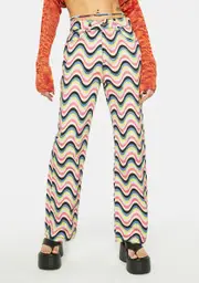 [The Ragged Priest] Rainbow Wave Denim Jeans