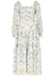 Needle & Thread Dancing Daisies Floral-print Cotton Midi Dress - Multicoloured - 12 (UK12 / M) 12 (UK12 / M)