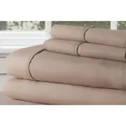 4-Piece Taupe Solid 75 Thread Count Polyester King Sheet Set