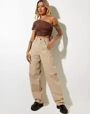 MOTEL KARA CROP TOP IN LYCRA DEEP MAHOGANY XS