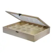 Boyle Wooden 40cm Memory Box Storage Organiser w/ 18 Dividers/Hinge Opening
