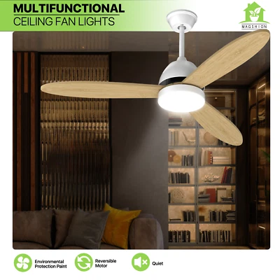 52" Indoor LED 6 Speeds Ceiling Fan 3 Colors Changing Light Kit w/Remote Control