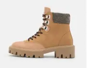 Women’s Chunky Lace Up Ankle Boots In Camel By Only Size Uk 4 New In Box