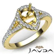 Halo Pave Setting Pear Diamond Semi Mount Engagement Ring 14k Yellow Gold 0.5Ctw