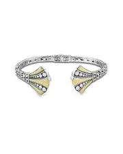 Samuel B 18K & Silver Fan Dot Design Bangle Bracelet