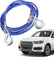 Heavy-Duty Tow Cable - Car Recovery Strap, Steel Towing Rope | Multifunctional Steel Wire Vehicle Towing Strap with Hooks | Car Supplies, Anti-Slip, High Tensile Strength for Truck, Boats, Motorcycles