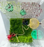 Okueejur 6 Pcs Jumping Spider Accessories Set - Jumping Spider Habitat with Hemp Rope, Jumping Spider Leaf-Shaped Ledges, 2PcsJumping Spider Web for Jumping Spider Enclosure