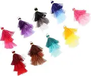 HOMSFOU 1set Tassel Jewelry Three Layers Tassel Handmade Ornaments Fringe Purple Ornaments Decoration Stylish Luggage Pendant Hand-Knitting Pendant Accessory Cotton 50pcs