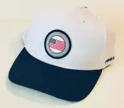 PGA Tour Americana Hat ProSeries Adjustable Strap White Blue NWT Baseball Cap