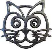 Cat Trivet - Black Cast Iron - for Kitchen & Dining Table - More Than One Makes a Set for Counter, Wall Art or Decoration Accessory - Housewarming & Cat Lover Gifts - 6.6 by 6.3 in