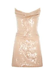 Mach & Mach Strapless Sequin Mini Dress - Beige - 36 (UK8 / S) 36 (UK8 / S)