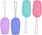 AUTSUPPL Body Scrubber Bath Towel Set 2-sided Silicone Exfoliating Brush for Shower Cleaning