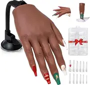 Nail Silicone Practice Hand For Acrylic Nails Practice Fake Hand Nail Art Training Tools Hand Tattooed Manicure Beginners suits Nail Jewelry Showcase Supplies