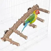Bird Parrot Ladder Perch for Cage, Nature Wooden Bird Bridge, Exercise Stands Parrot Climbing Chewing Toys for Small Animal, Hamster Climbing Toy Bird Toys