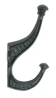 Rustic Cast Iron Double Wall Hat Coat Purse HOOK 6.5″H X 2.75″L Mudroom Cubbies