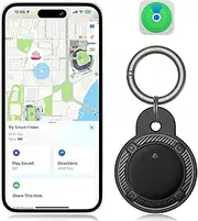 [VISOOP] Air Tags with Holder Case, Smart Bluetooth Tracker Compatible with Find My(iOS Only), Item Finder Locator for Pets/Keys/Bags/Luggage Suitcases, Replaceable Battery Waterproof Black-1Pack