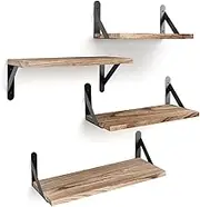 Wall Shelves Set of 4,Rustic Floating Shelves,Wall Storage Shelves Mounted,Living Room Rack, for Bedroom Decor, Bathroom Storage, Book Shelf