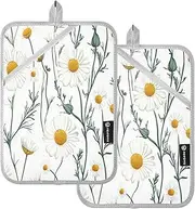 Large Pot Holders Heat Resistant Russia Chamomile Beauty Summer Flowers Potholder with Pocket Hot Pad Holders for Kitchen Oven Mitts 2 Pack