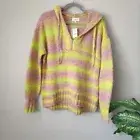 Lou&Grey Ombre Oversize Wool Blend Vneck Hooded Pullover Sweated NWT XS