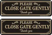 Clotide 2 Pack Please Close Gate Gently Sign, 10 x 3 Inches Rust Free Aluminum Metal Warning Sign, UV Resistant, Scratch, Waterproof and Weatherproof, Indoor/Outdoor Use. Easy to Mount